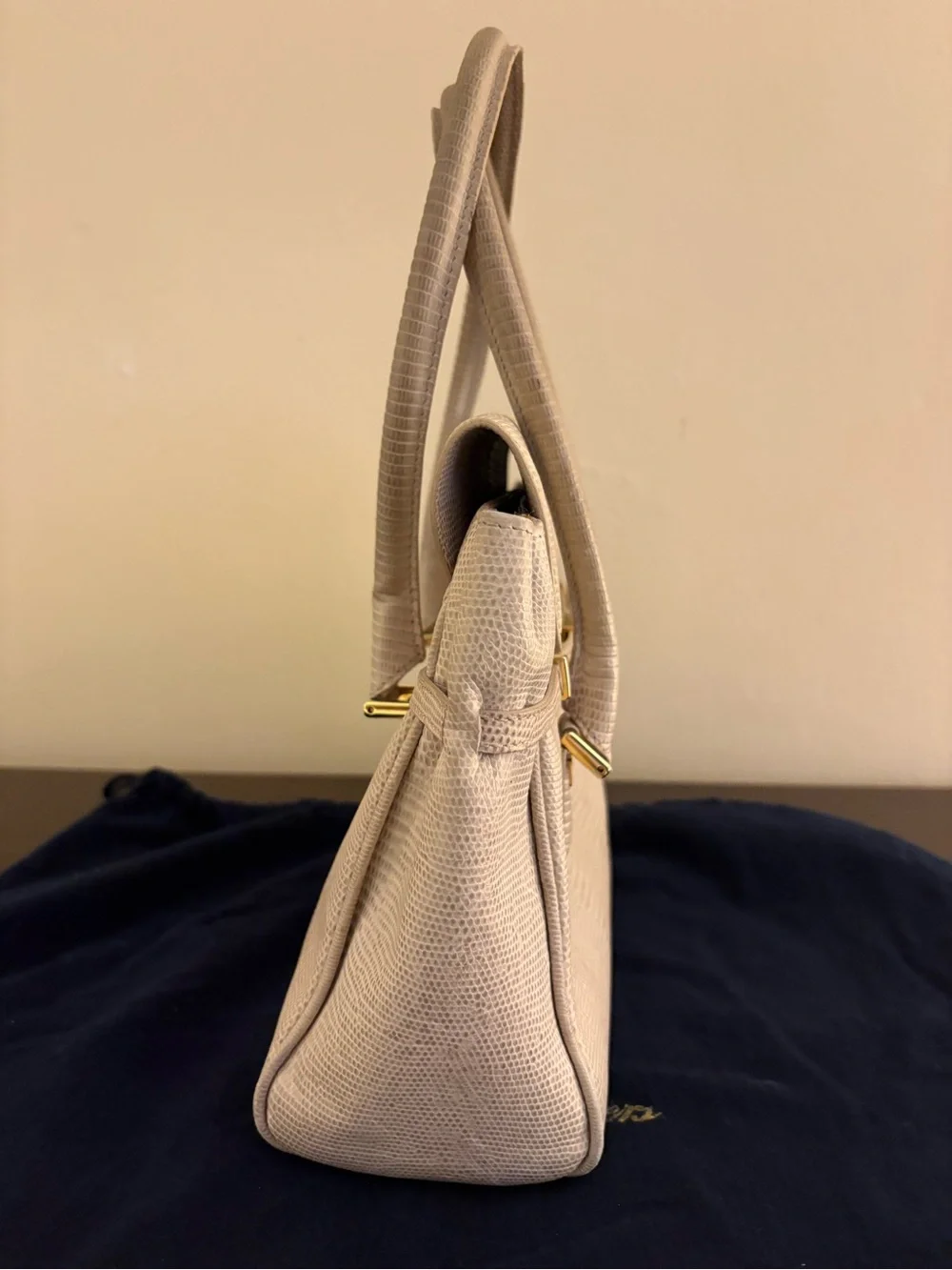 Brooks Brothers Beige Textured Leather Handbag